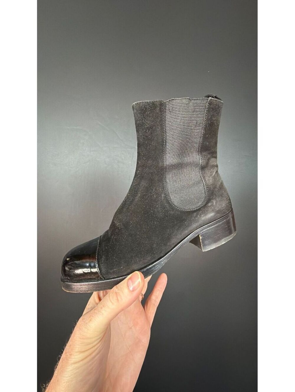 Chanel Black Suede Boots 96A Size 37